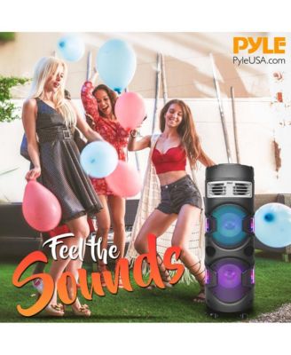 Portable Bluetooth PA Speaker & Microphone System with LED Lights, MP3/USB Reader, FM Radio