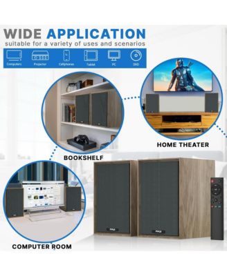 Hi-Fi Home Bookshelf Monitor Speakers, Bluetooth Desktop Studio System with Remote Control, 60W MAX