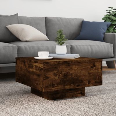Coffee Table with LED Lights Smoked Oak 21.7"x21.7"x12.2