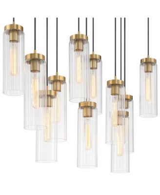 Marika 32" Modern Pendant Chandelier Ceiling Light Fixture Dining Room Over Table Kitchen Island Multi-Light Soft Gold Finish