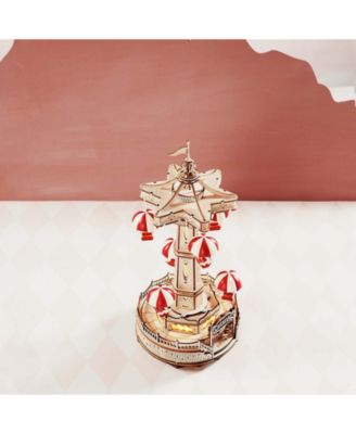 3D Wooden Puzzle Parachute Tower DIY Model Gift for Birthday Children Adult, 5.51"5.51"11.8"