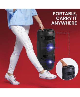 Outdoor Bluetooth Speakers, 300W High-Powered PA System, 8" Rechargeable Bluetooth Speaker with Microphone, BT Karaoke Audio System-FM/AUX/MP3/USB, Carry Handle-Wireless Mic, Remote Control