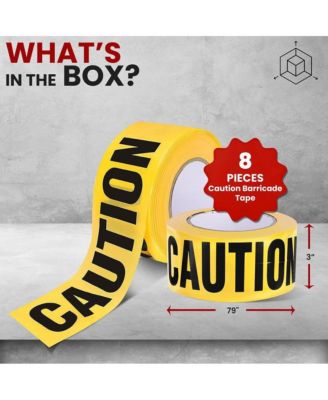 Caution Barricade Tape, 656' Length, Waterproof, UV-Resistant, Tear-Resistant (Set of 8 Rolls)