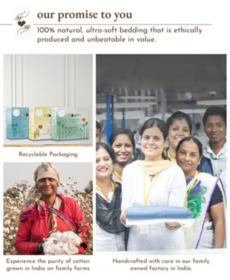 100% Organic Percale Cotton Envelope Closure Pillowcases, Set of 2, Queen