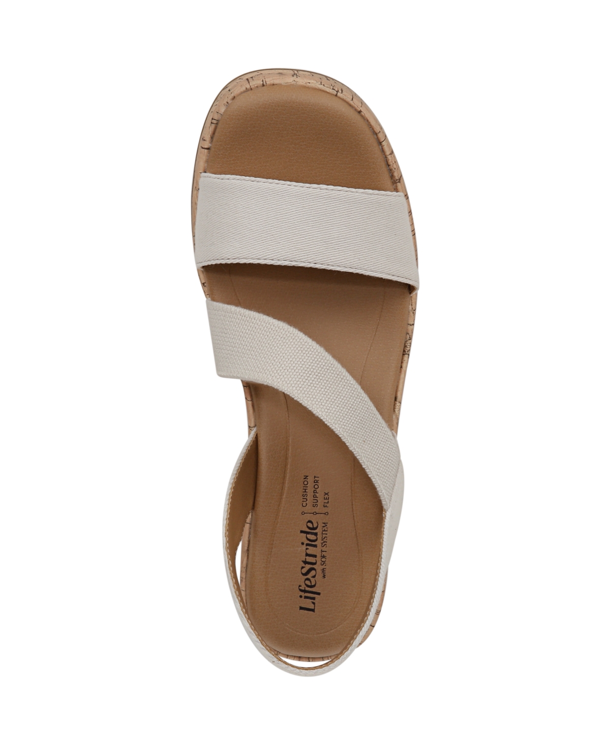 Shop Lifestride Women's Odette Square Open Toe Wedge Sandals In Bone White Fabric