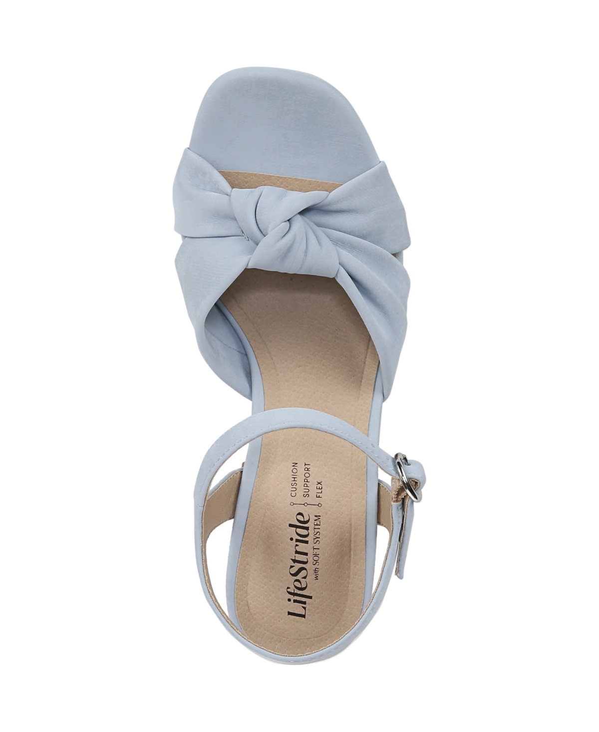 Shop Lifestride Women's August Square Open Toe Platform Sandals In Blue Faux Leather