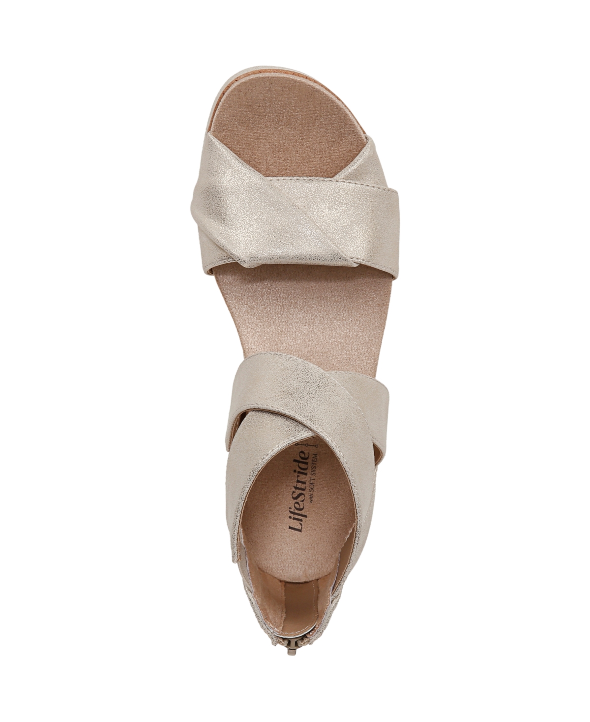 LIFESTRIDE LIFESTRIDE WOMEN'S ZOOM ROUND OPEN TOE CRISSCROSS WEDGE SANDALS 