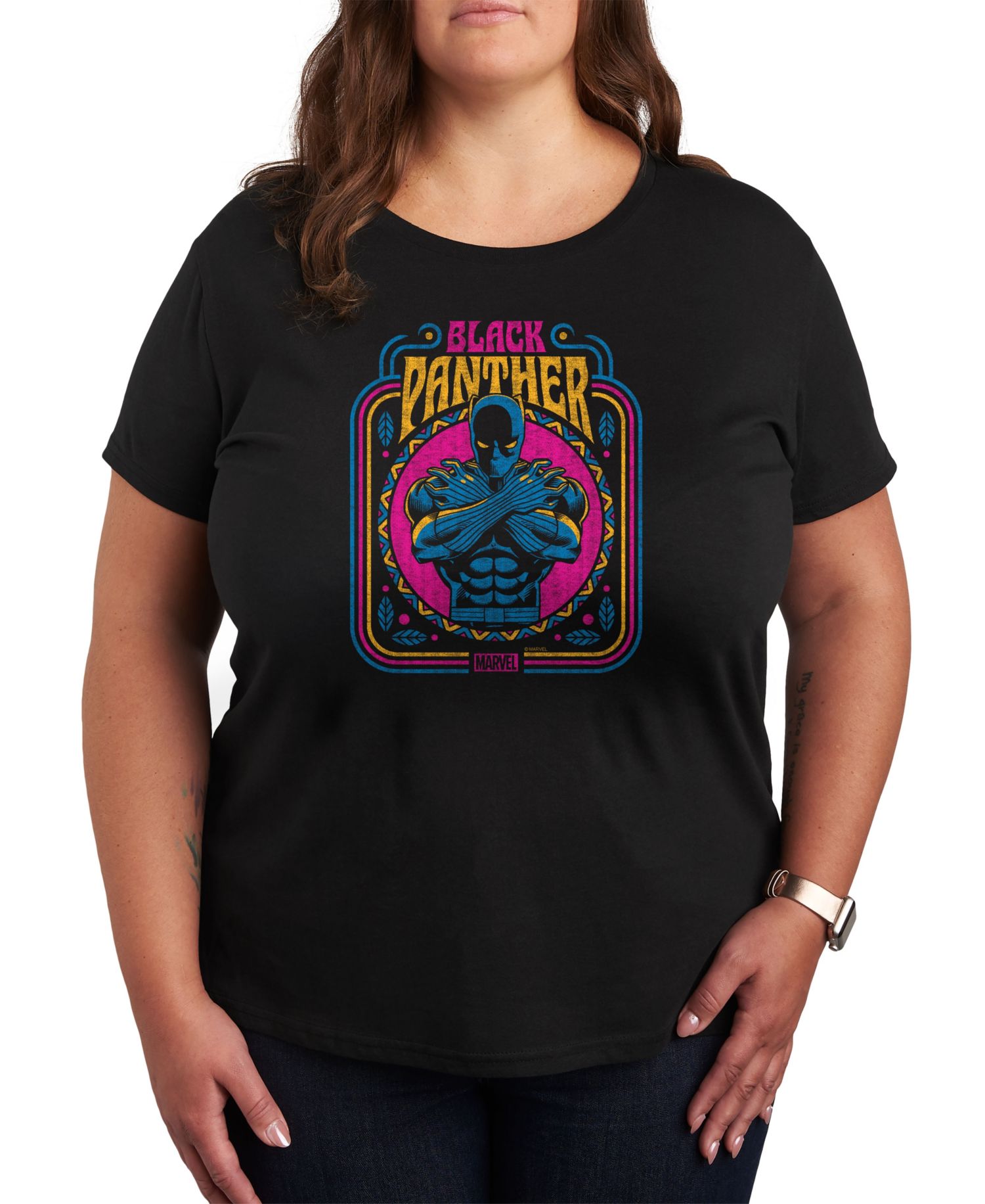 Plus Size Marvel Black Panther Graphic Crew Neck Tee