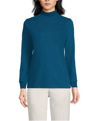 Women's Tall Relaxed Cotton Long Sleeve Mock Turtleneck