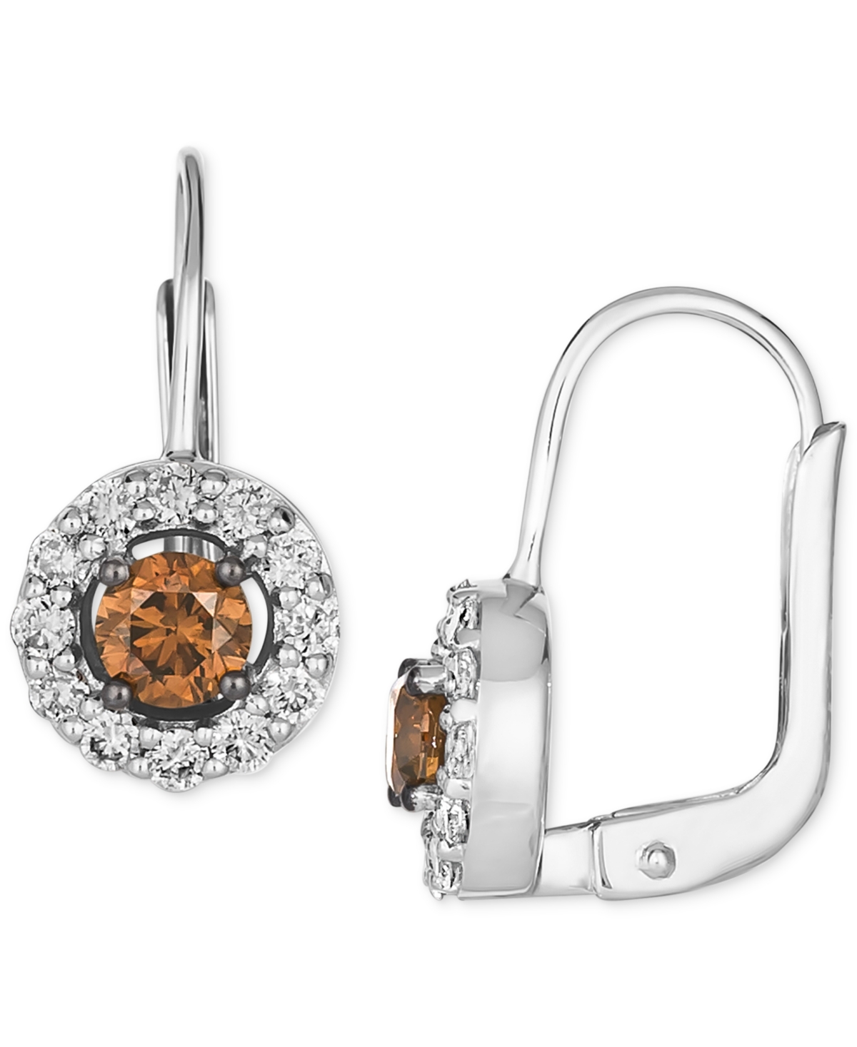 Le Vian Chocolate Diamonds (3/8 Ct. T.w.) & Nude Diamond (3/8 Ct. T.w.) Round Drop Earrings In 14k Vanilla G In White Gold