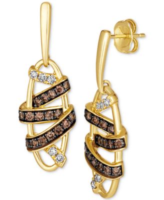 Chocolate Diamond&reg; (5/8 ct. t.w.) & Nude Diamond™ (1/6 ct. t.w.) Wrapped Drop Earrings in 14k Honey Gold