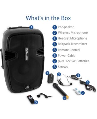 Wireless Portable PA Speaker System-Compatible with Bluetooth,Active Loudspeaker,1000 Watt Powered 2-Way Waterproof Amplifier, 12” Subwoofer, Tweeter, RCA, XLR, Mic In for Dj & Party-PPHP1241WMU