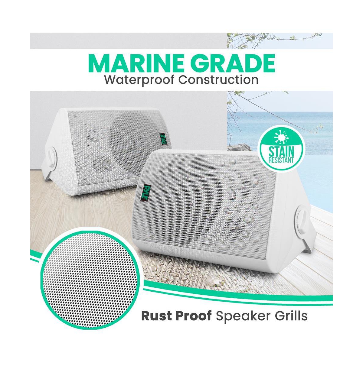Pyle 5.25" Indoor/Outdoor Waterproof Speakers with 30W 70V Transformer and Spring Loaded Mounting Brackets