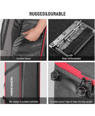 Trolley Case for Photo Studio Equipment, Tripod Rolling Bag with Wheels/Straps/Padded Compartment/Handle for Light Stands, Strobes, Photography Accessories