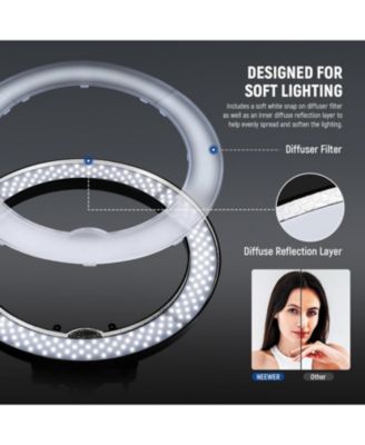 Ring Light 18inch Kit: 55W 5600K Professional LED with Stand and Phone Holder, Soft Tube & Bag for Tattoo Lash Extension Barber Makeup Artist Studio Video Photography Lighting, RL-18