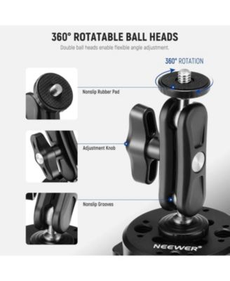 6"/15.2cm Camera Suction Cup Mount with Ball Head Magic Arm, Metal Suction Cup Mount on Car Windshield Dash for Camera/Action Camera/Phone Holder, with 1/4" & 3/8" Mounting Holes for ARRI