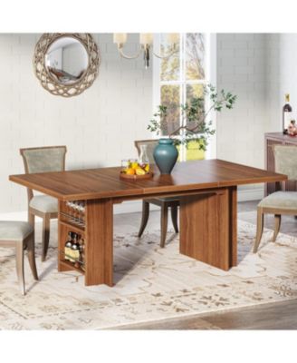 Farmhouse Dining Table for 6 to 8, 63-Inch Rectangular Wooden Kitchen Table with Storage, Industrial Dinner Table with Shelves for Dining Room, Kitchen, Living Room