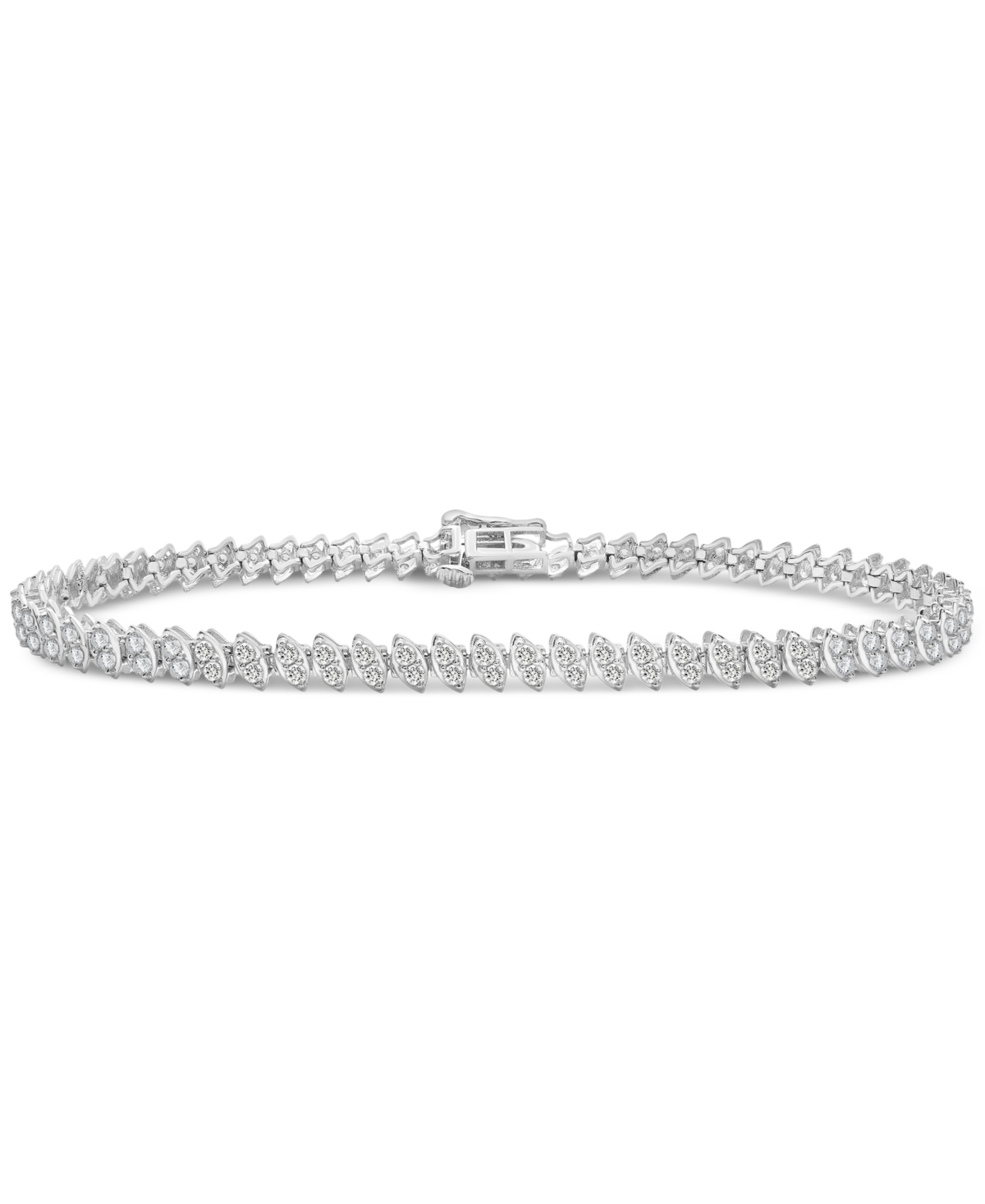 Macy's Diamond Double Stone Tennis Bracelet (2 Ct. T.w.) In 10k White Gold, Exclusively At