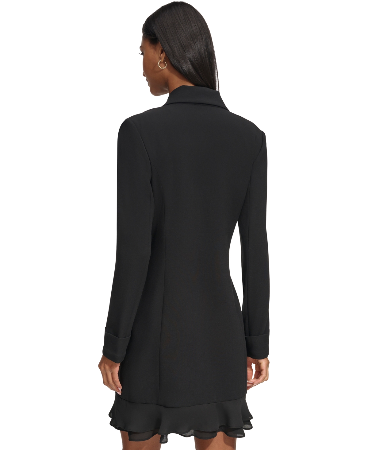 Karl Lagerfeld Women's Button-front Ruffled-hem Blazer Dress In Black