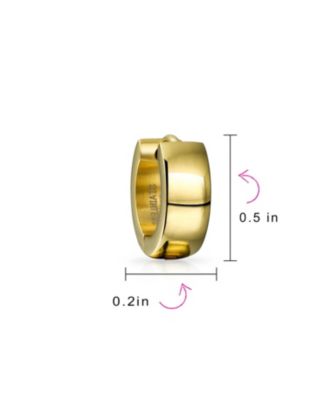 Simple Basic Polished Round Huggie Hoop Kpop Earrings Stainless Steel