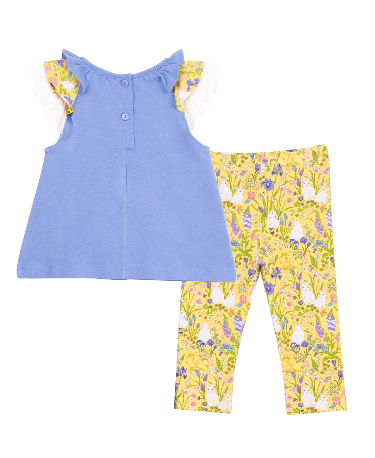 Rare Editions Baby Girl Bunny Applique Top And Pant, 2-piece Set In Periwinkle