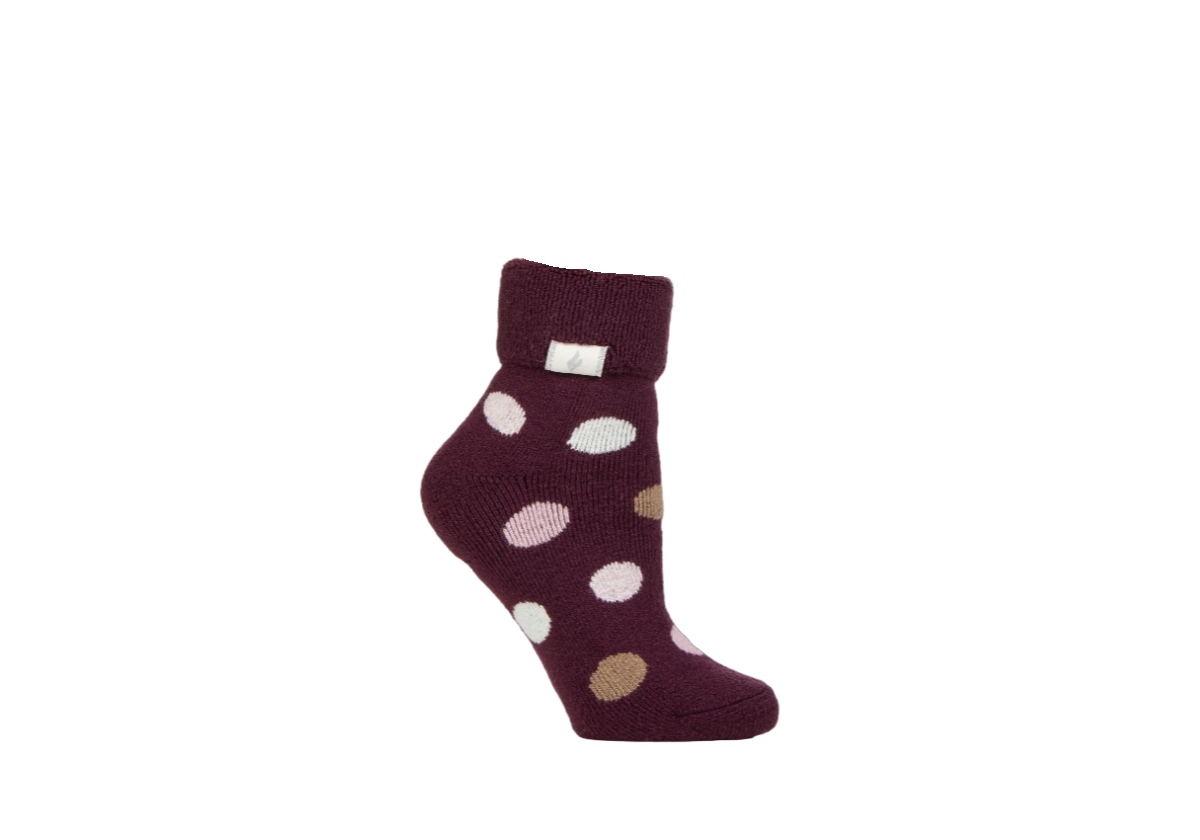 Heat Holders Lite Serena Dots Sleep Socks In Wine