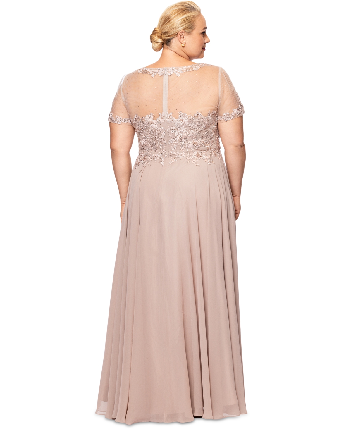 Xscape Plus Size Beaded Chiffon Gown In Taupe
