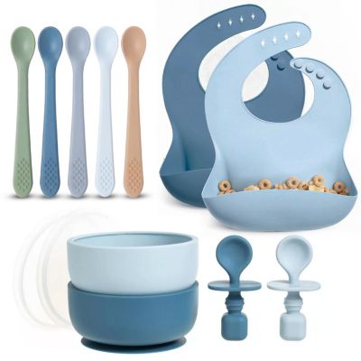 Sperric Toddler Feeding Set Silicone Bib Bowl Spoons for Self-Feeding First Stage Essentials Gum Friendly Bpa-Free Easy to Clean Safe 37$