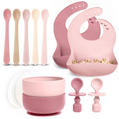 Sperric Toddler Feeding Set Silicone Bib Bowl Spoons for Self-Feeding First Stage Essentials Gum Friendly Bpa-Free Easy to Clean Safe 37$