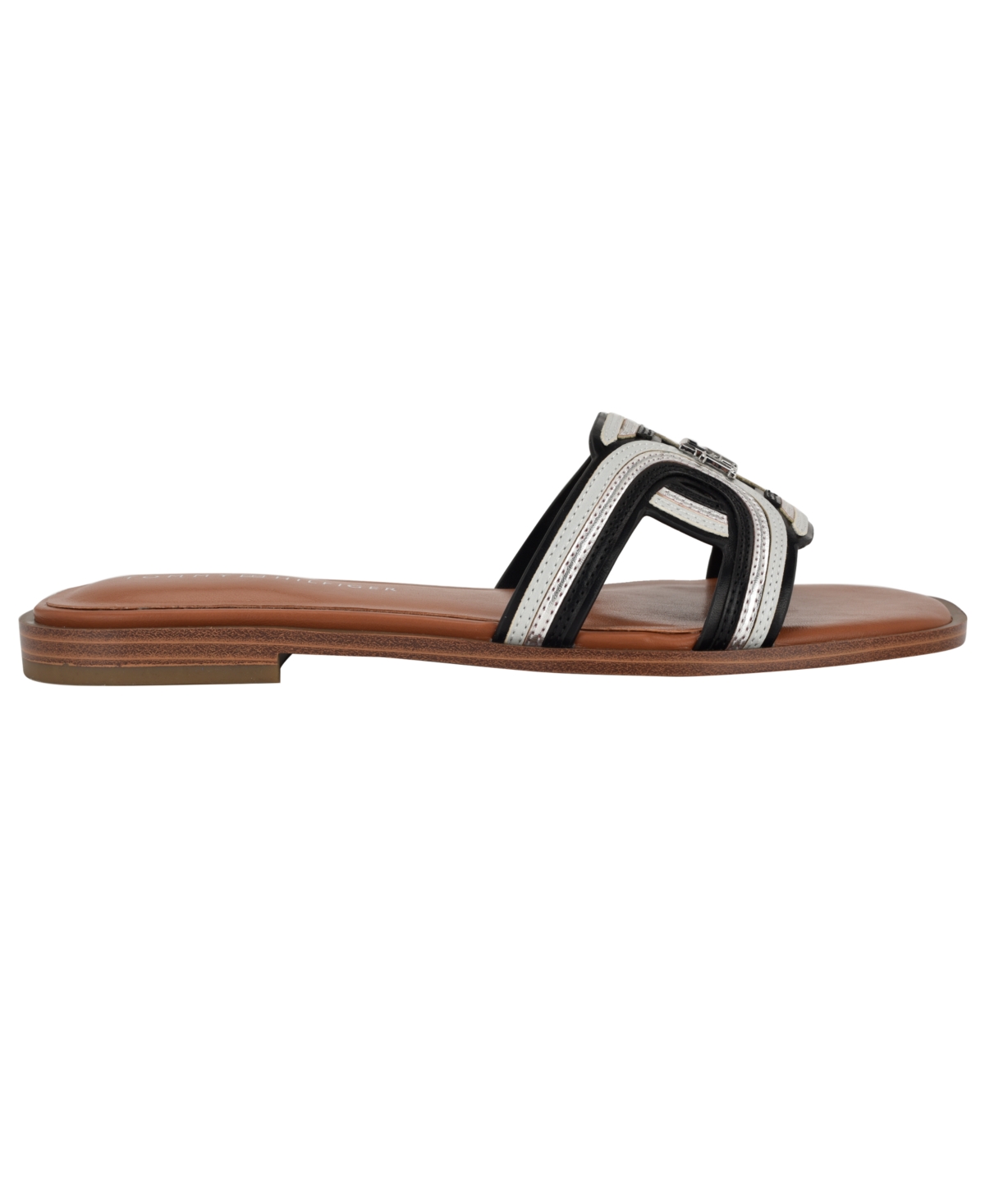 Tommy Hilfiger Tressi Slide Sandal In Black,silver