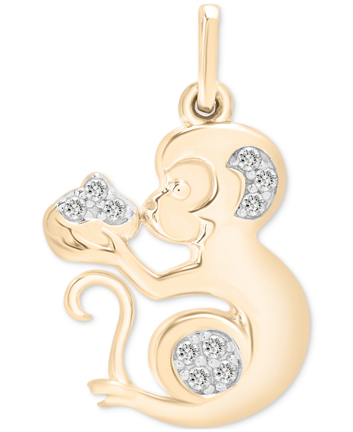 Wrapped Diamond Chinese Zodiac Charm Pendant (1/20 Ct. T.w.) In 10k Gold, Exclusively At Macy's In Monkey