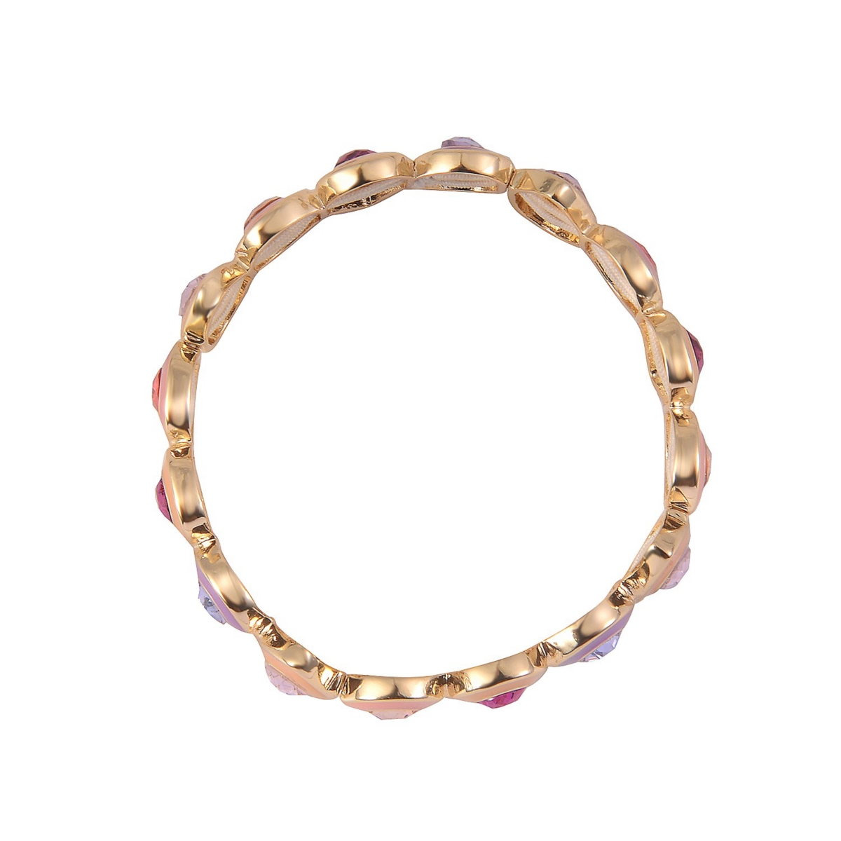 Mutli Colored Enamel and Stone Stretch Bracelet - Gold