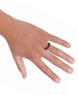 Men's Black Sapphire Low Dome Comfort Fit Wedding Band (1-1/6 ct. t.w.) in Brown & Black Tungsten