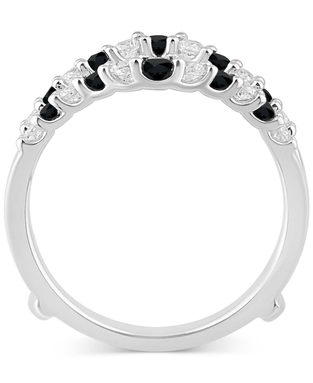 Macy's Black Diamond & White Diamond Ring Guard Enhancer (1-1/10 Ct. T.w.) In 14k White Gold In White Gold