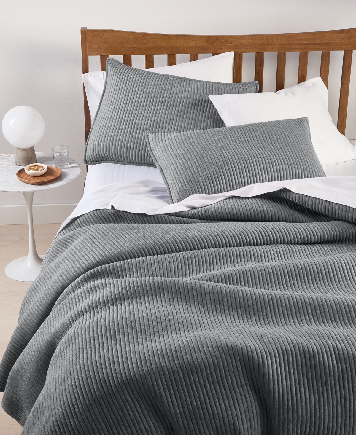Arch Studio Heathered Jersey 3-pc. Quilt Set, Full/queen, Exclusively At Macy's In Dark Gray
