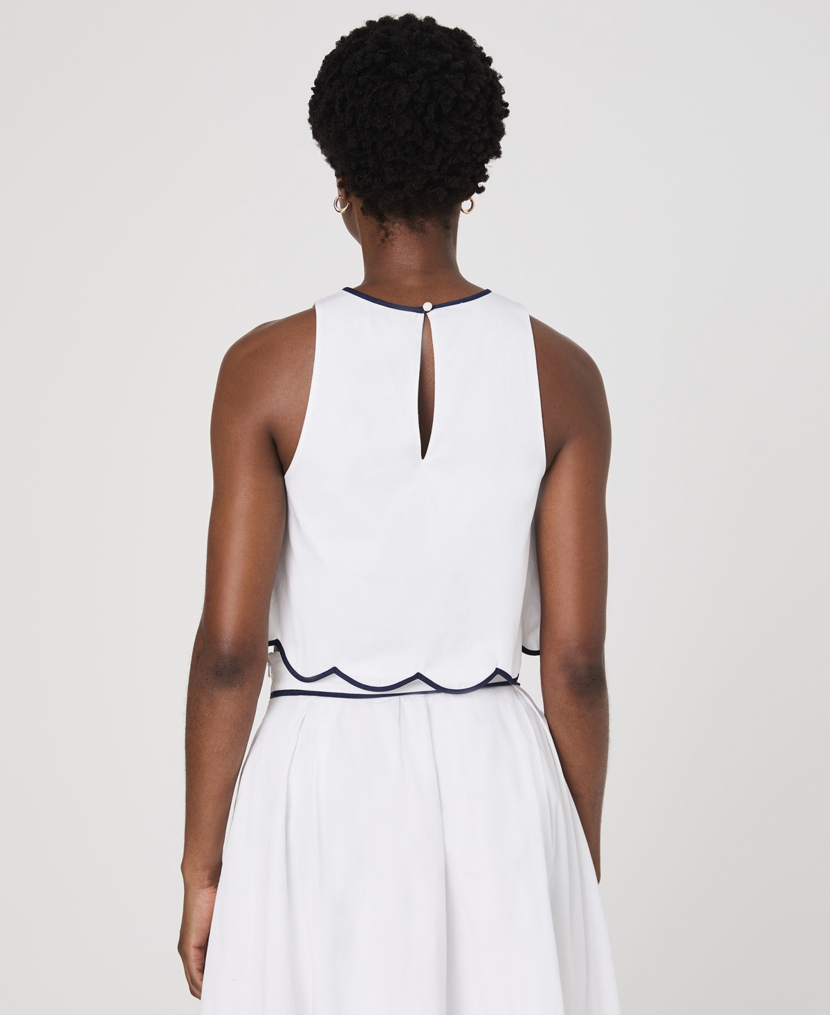 French Connection Women's Alexis Cotton Scalloped Crop Top