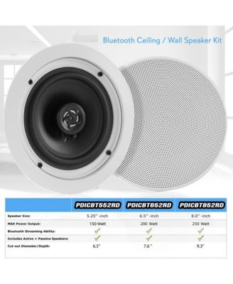 5.25" Bluetooth Ceiling / Wall Speaker Kit - 2-Way Flush Mount, Built-in Bluetooth, 150W Max Power (Red)