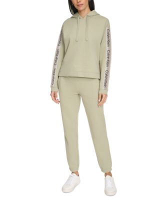 Calvin Klein - Women's Logo Stripe High-Low Pullover Hoodie