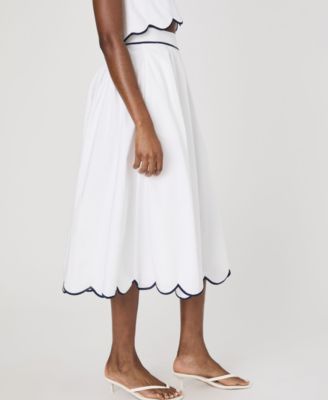 Women's Alexis Cotton Scallop Midi Skirt
