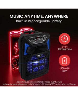 Bluetooth PA Speaker & Microphone System - Portable Karaoke Speaker with LED Lights, FM Radio & MP3/USB Support