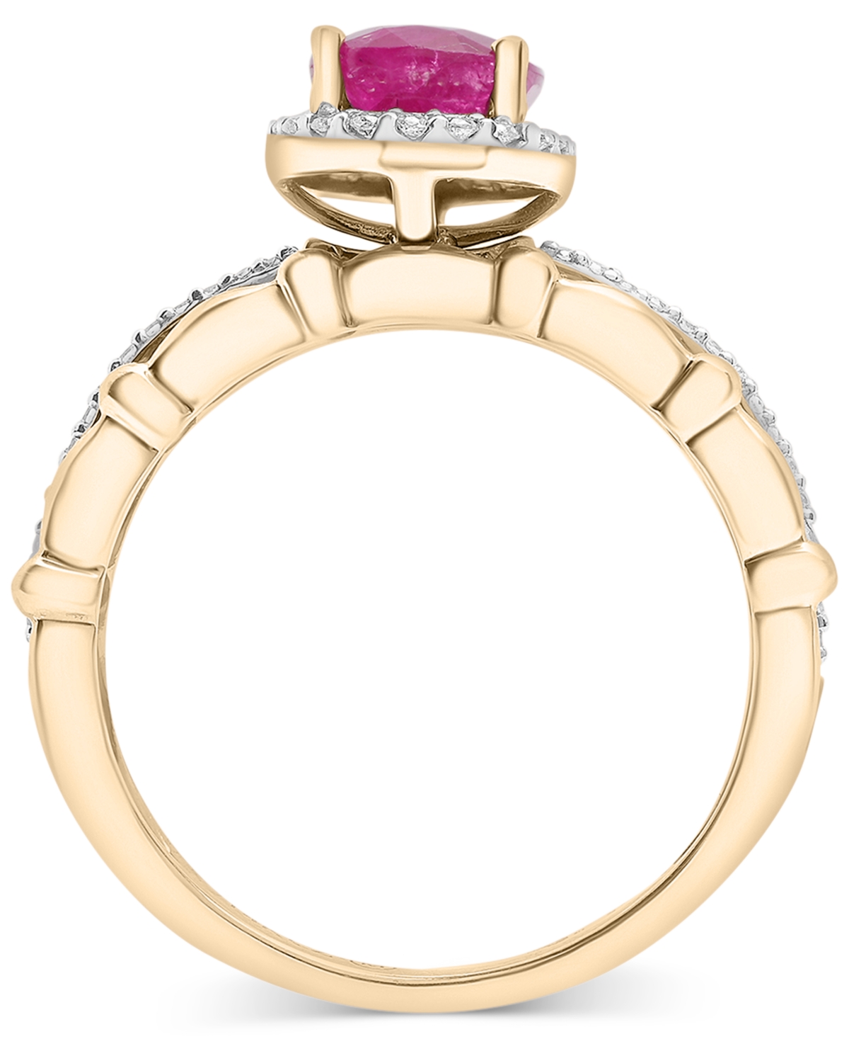 Macy's Ruby (1-7/8 Ct. T.w.) & Diamond (1/5 Ct. T.w.) Oval Halo Ring In 14k Gold In Ruby
