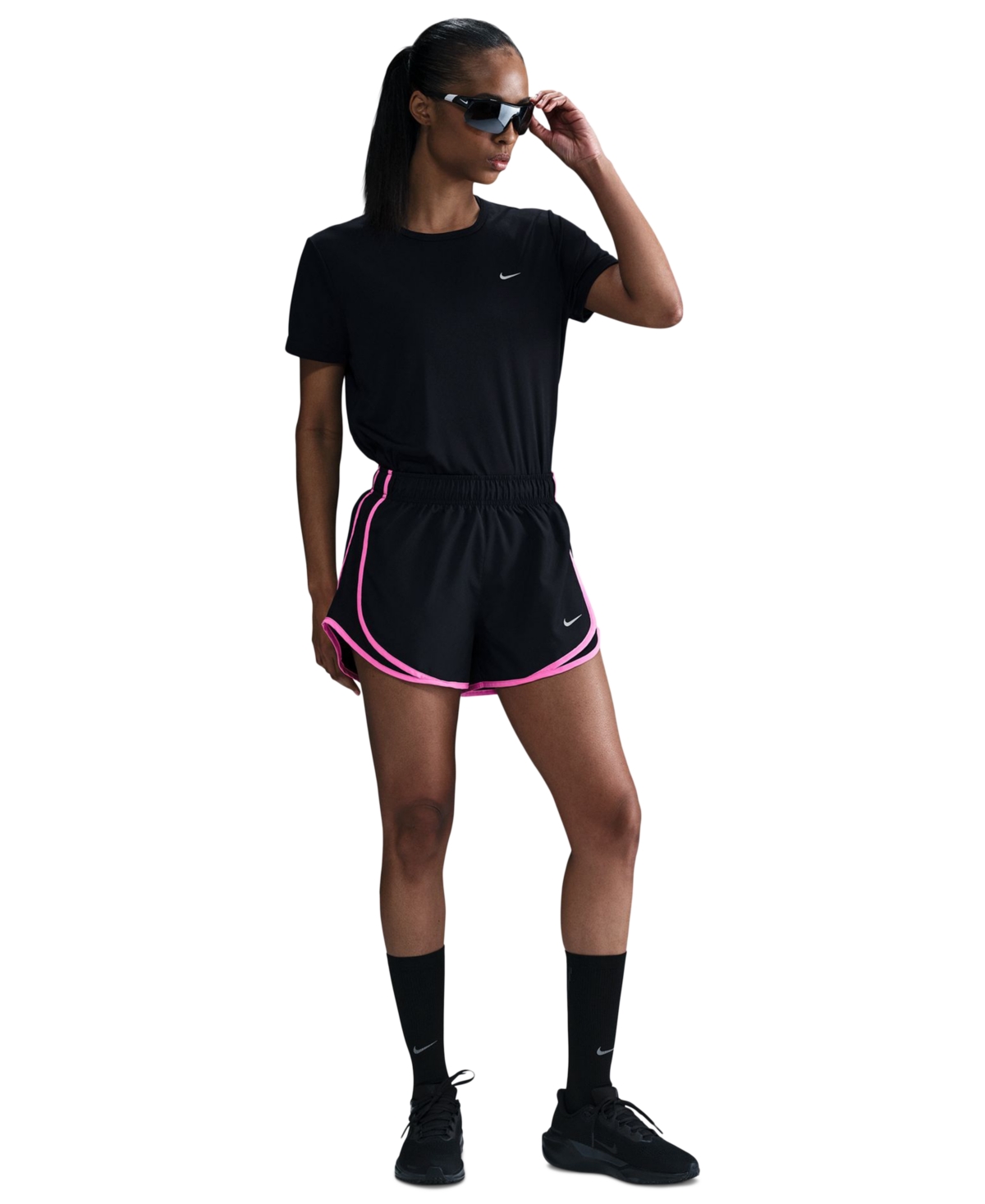 Shop Nike Women's Tempo Dri-fit Mid Rise Brief-lined Running Shorts