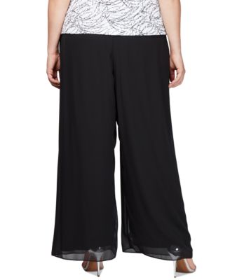 Plus Size Wide-Leg Chiffon Pants