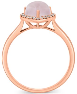 EFFY&reg; Rose Quartz (1-5/8 ct. t.w.) & Diamond (1/10 ct. t.w.) Heart Halo Ring in 14k Rose Gold