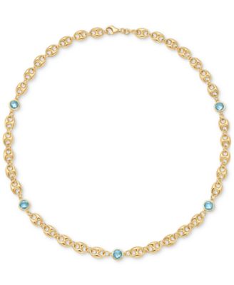 Amethyst Bezel Mariner Link 18" Collar Necklace (5 ct. t.w.) in 14k Gold-Plated Sterling Silver