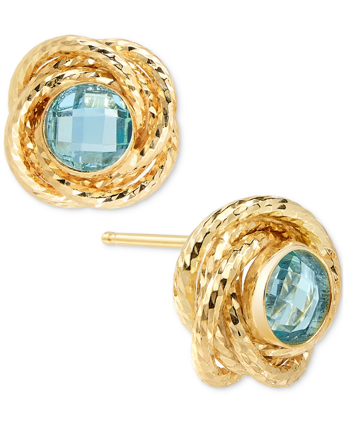 Macy's 2-pc. Set Citrine Love Knot 18" Pendant Necklace & Matching Stud Earrings (1-3/4 Ct. T.w.) In 14k Go In Blue Topaz