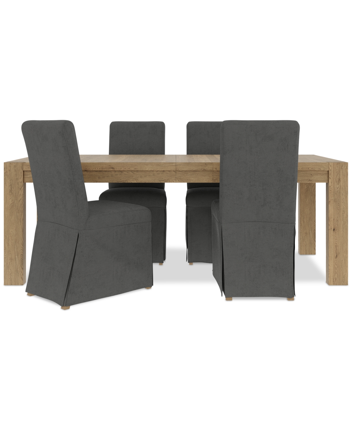 Macy's 5pc Dining Set (davie Rectangular Table & 4 Estby Chairs) In Slate
