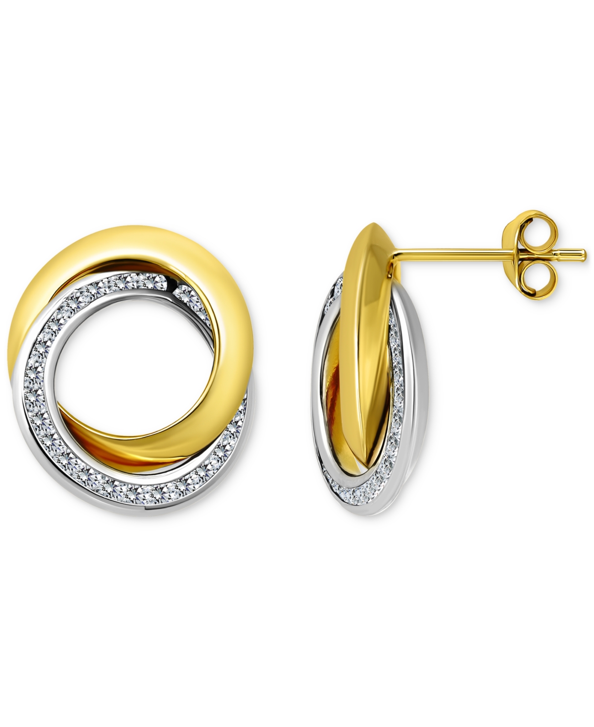 Shop Giani Bernini Cubic Zirconia Interlocking Stud Earrings In Sterling Silver & 18k Gold Over Sterling Silver, Exclus