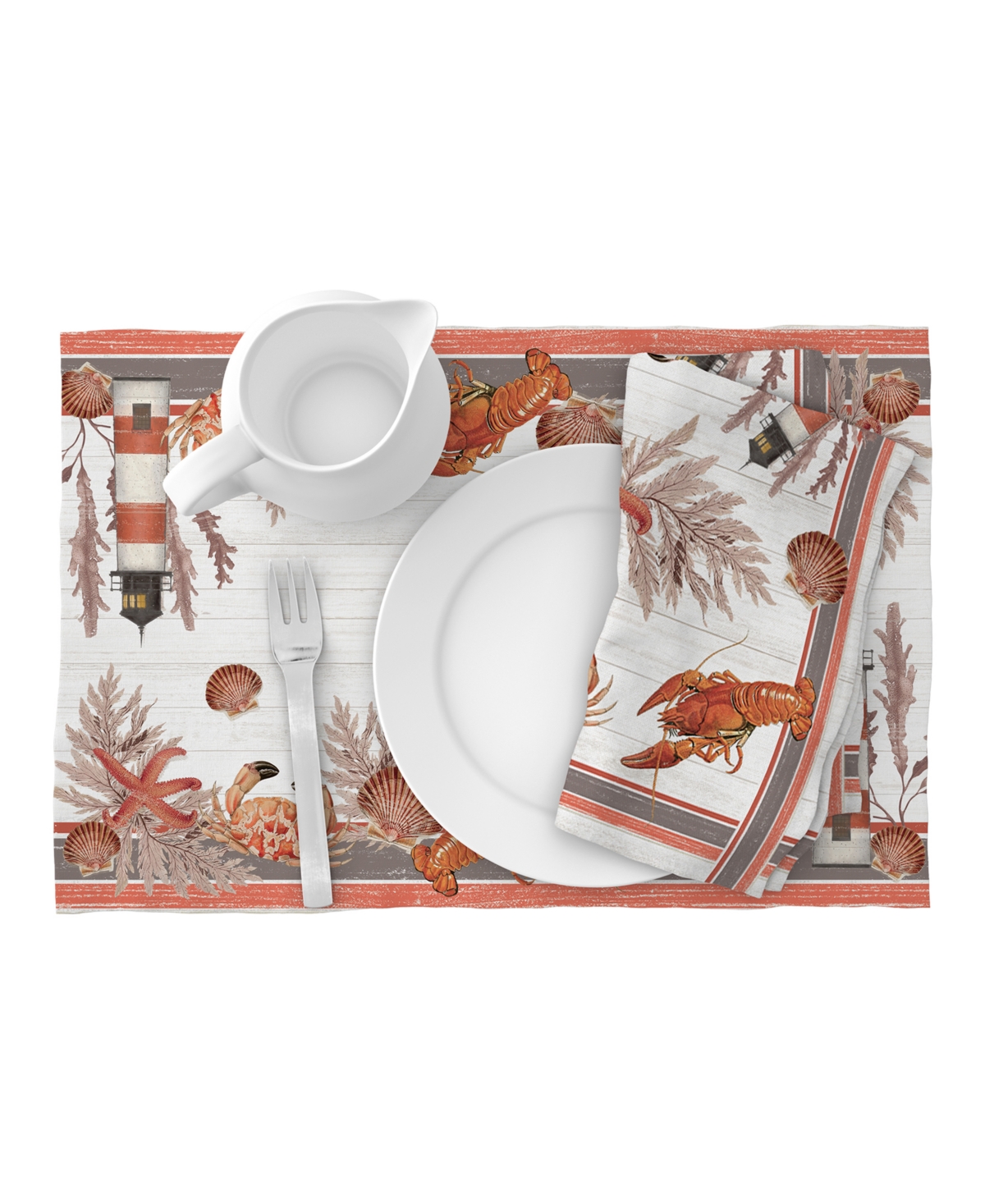 Laural Home Seafood Shack Set Of 4 Napkin, 20" X 20" In Orange