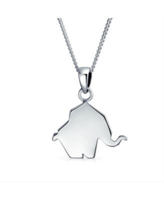 3D Geometric Origami Jewelry Animals Elephant Pendant Necklace .925 Sterling Silver